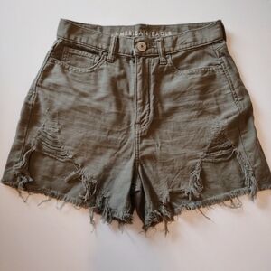 American Eagle Green Highest Rise Mom Shorts 2